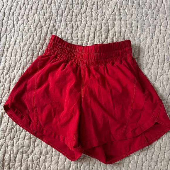 lululemon athletica Pants - lululemon athletica Red Women's Athletic Shorts with Elastic Waistband